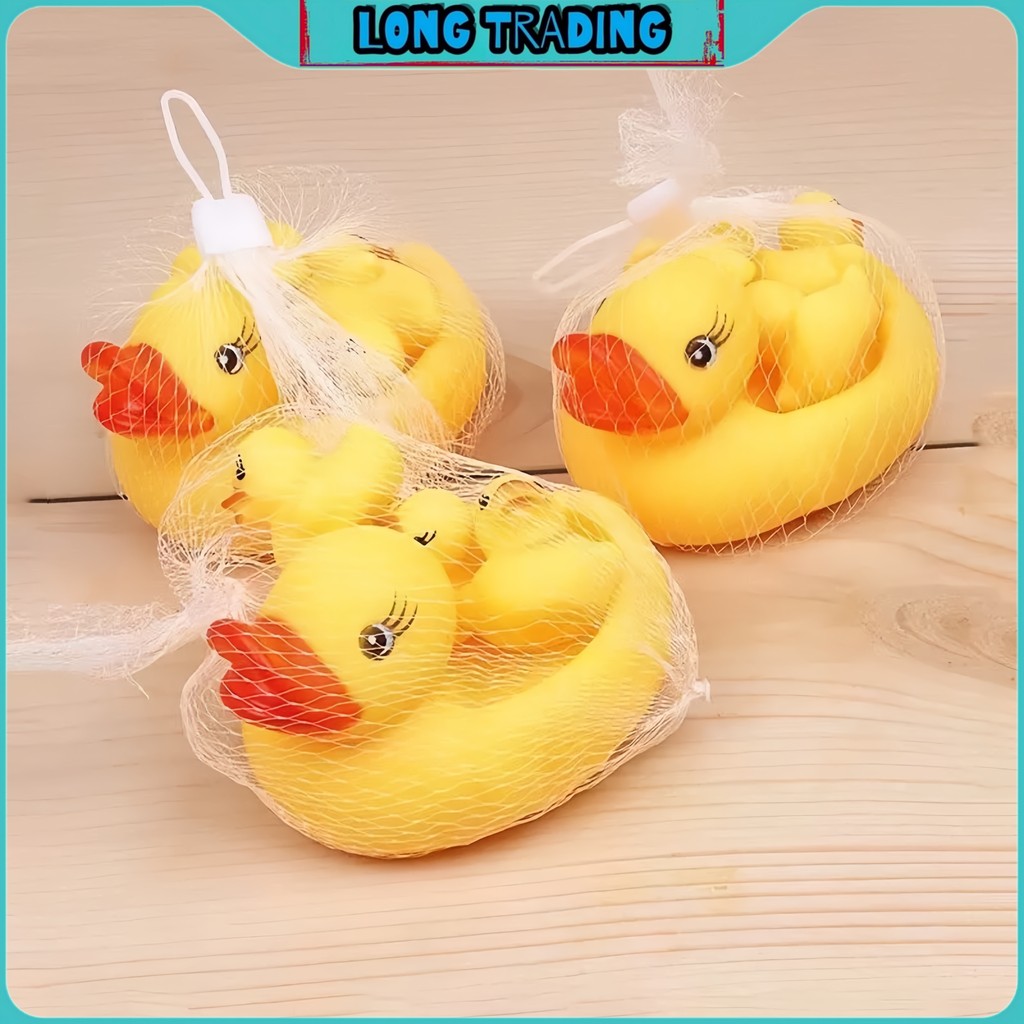 🐤เป็ดอาบน้ำ No.1055 เป็ดยางลอยน้ำ 1 set 4ตัว บีบมีเสียงปิ๊ปๆ ของเล่นอ่างอาบน้ำ พร้อมส่ง