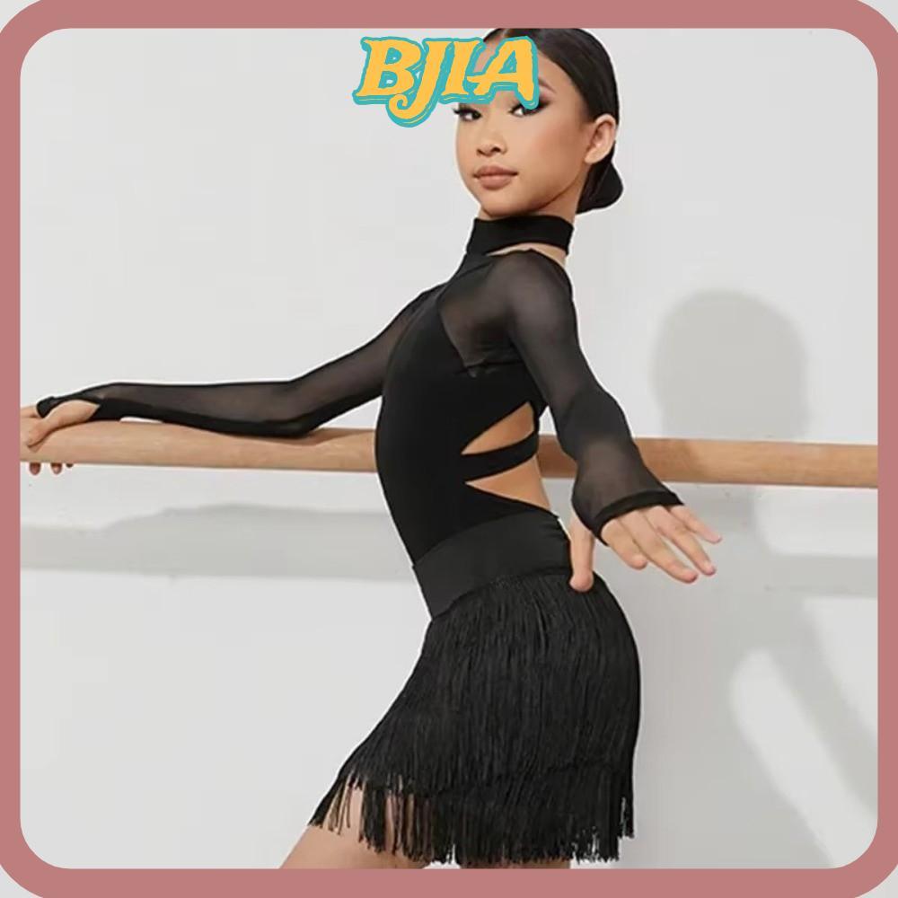 BJA ชุดกระโปรงเต้นรำละตินแขนยาว สำหรับการ.perform.rumbaและsamba