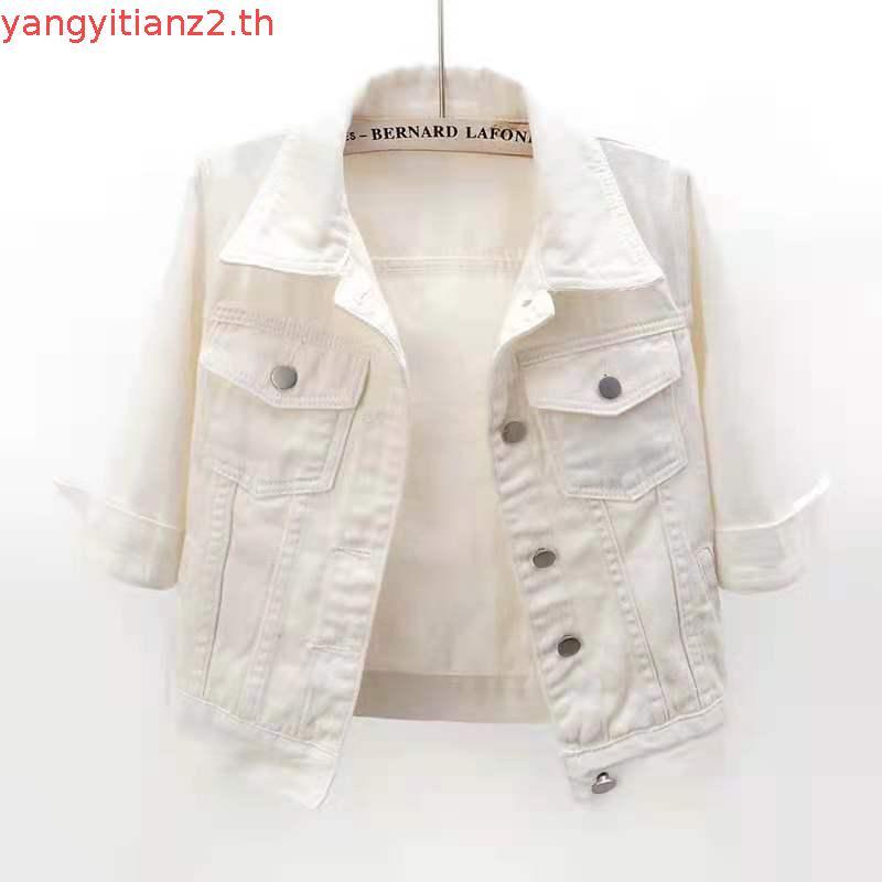 【imove】เสื้อแจ็กเก็ตยีน แขนสั้น เอวลอย 6 สี