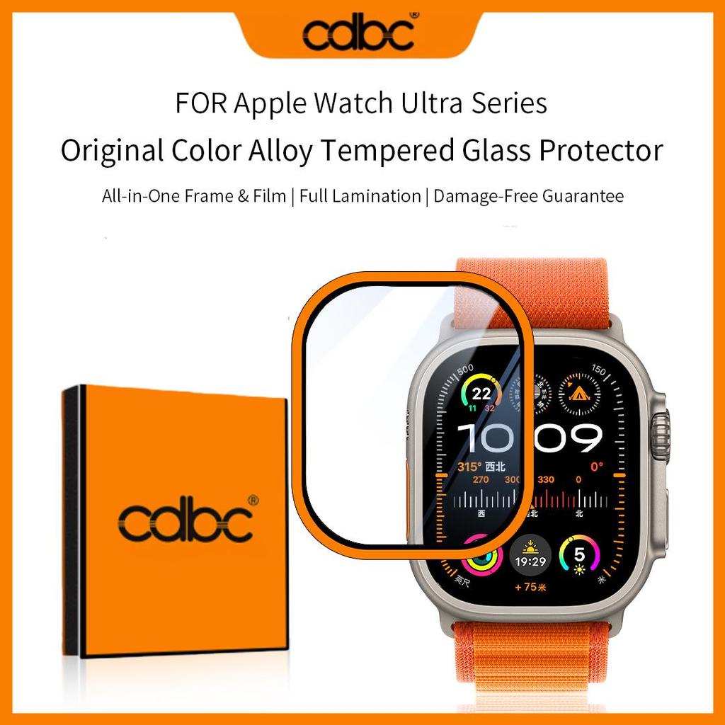 กันชนโลหะ + กระจกนิรภัยสําหรับ Apple Watch Ultra1/2/3 ,49 มม.อุปกรณ์เสริมป้องกันหน้าจอ Anti-Scratch HD ฟิล์มเต็ม iWatch. Anti-peep นาฬิกาป้องกันฟิล์ม Ultra1/2/3