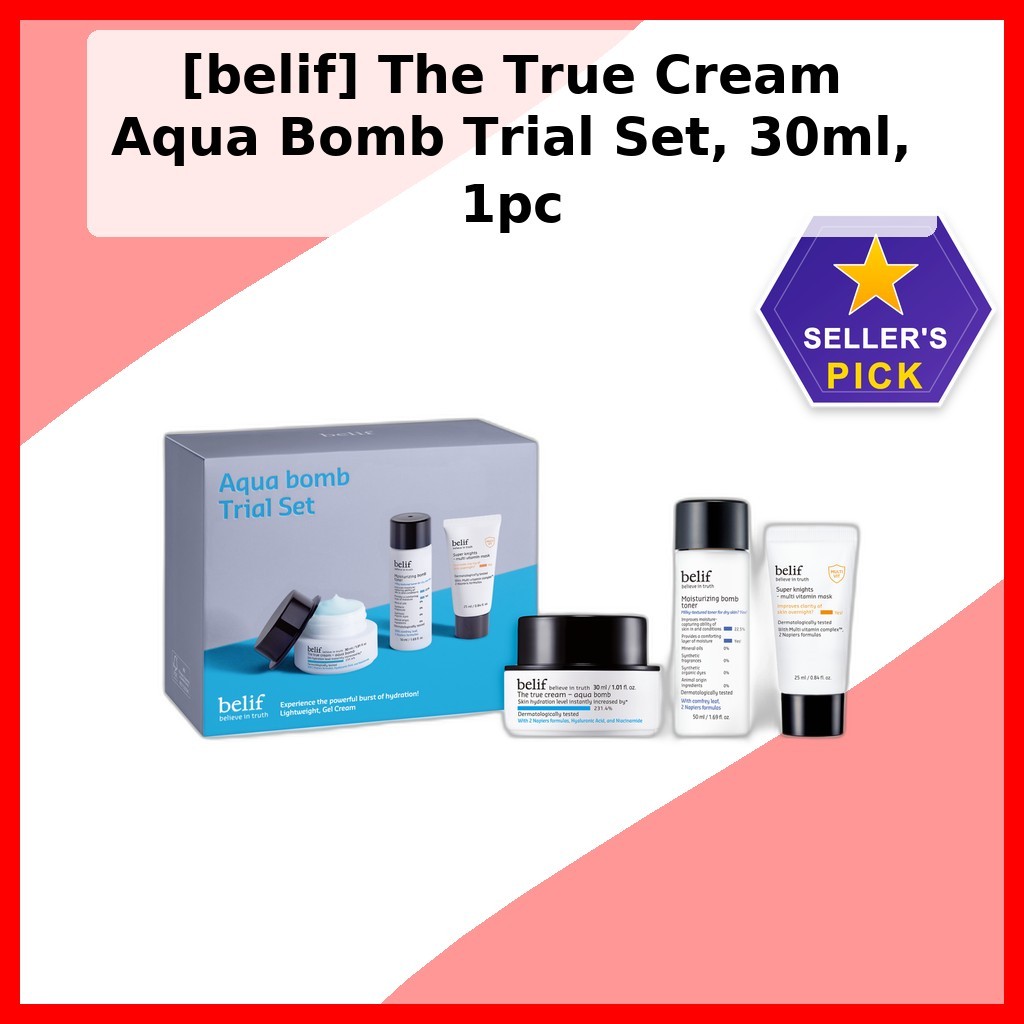 [belif] The True Cream Aqua Bomb Trial Set, 30ml, 1pc / Korean Aqua Bomb / Gel-Cream Set / ของแท้ 10