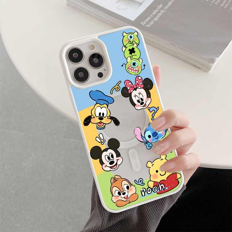 Disneys Mickeys น่ารักแม่เหล็กเคสโทรศัพท์สําหรับ iphone 16 15 Pro Max 13 12 11xs xr 7