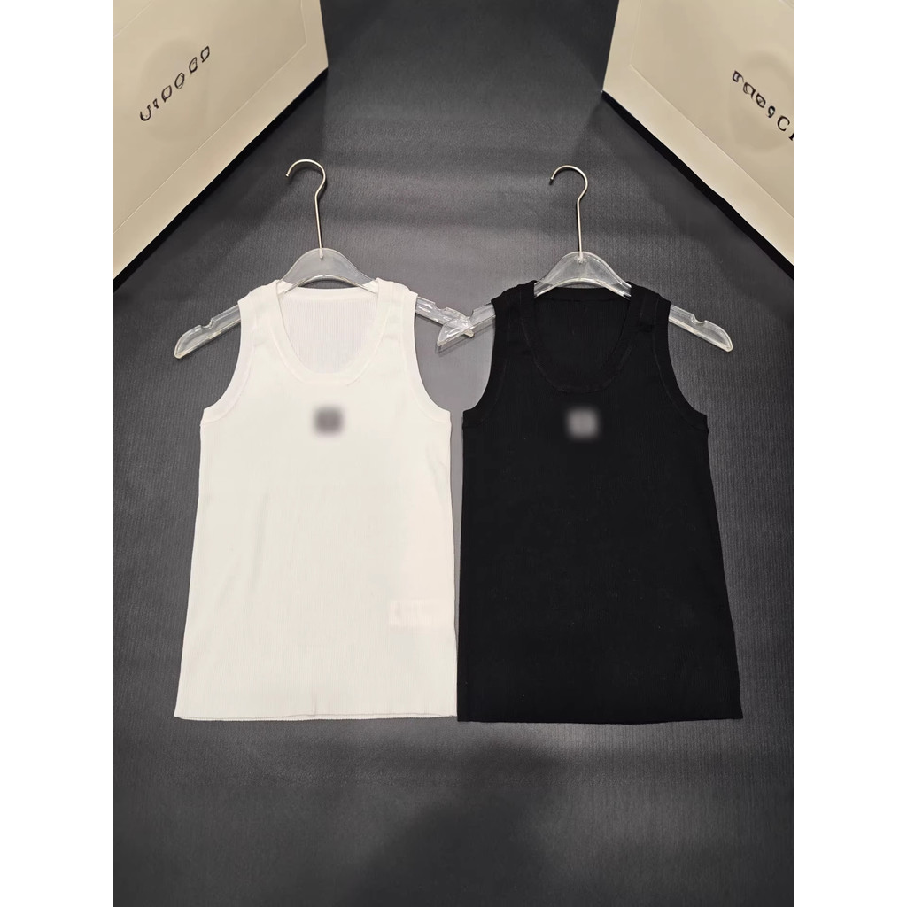 B8R3 Lo-e 26 ต้นฤดูใบไม้ร่วงเรียบง่ายสีทึบปักรอบคอแขนกุดถักเสื้อกั๊ก