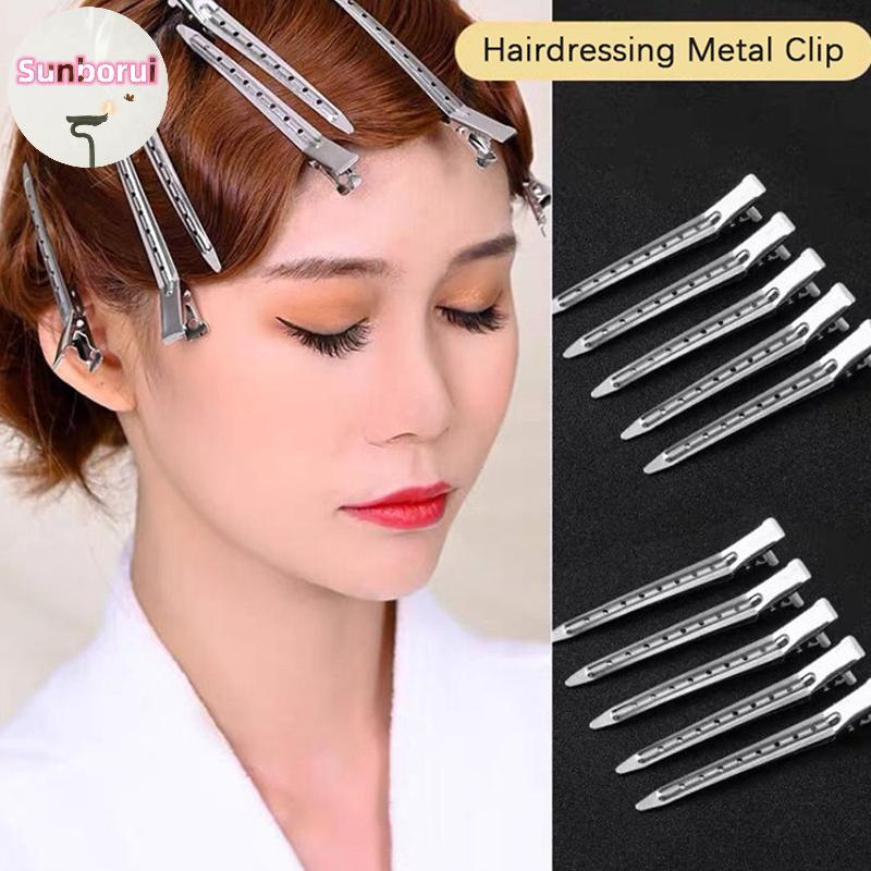 Sunborui 10pcs ผม Care คลิปสแตนเลส Hairdressing Section คลิป Clamps สําหรับ Hairdressing เครื่องมือ TH