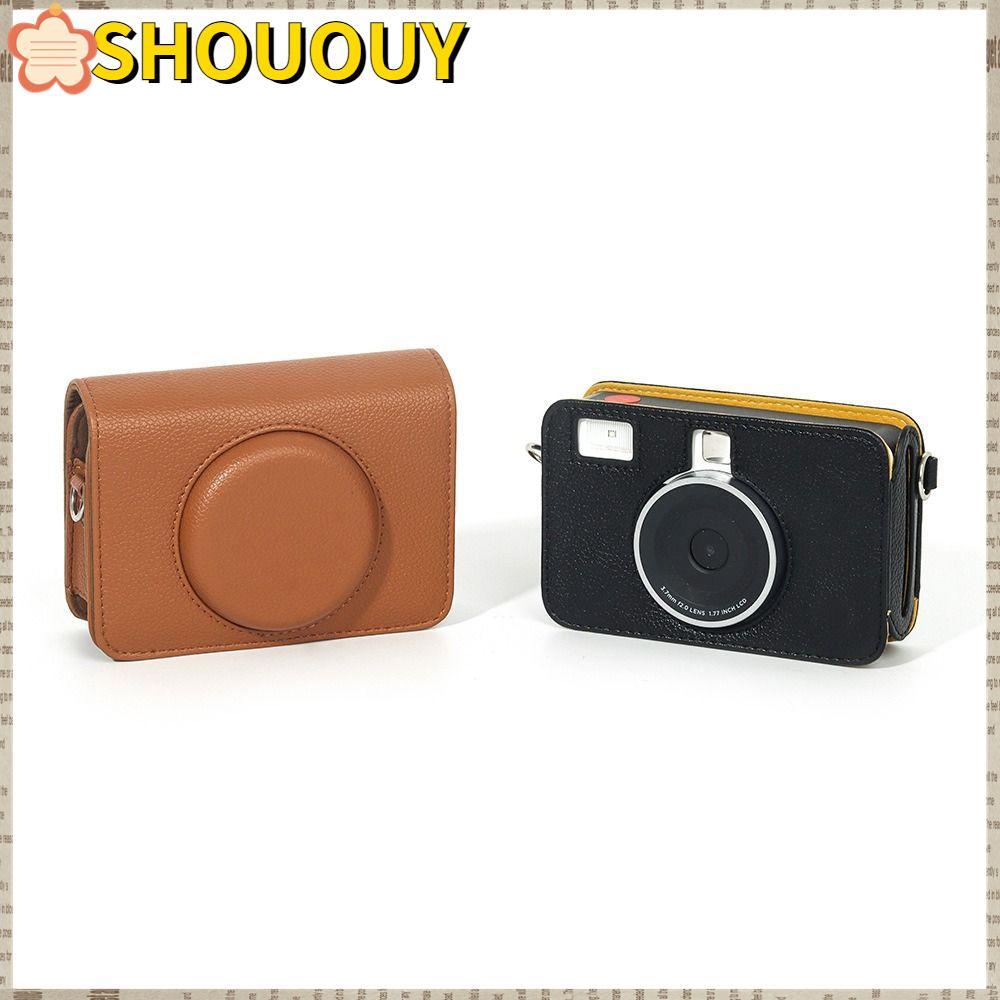 SHOUUY ฝาครอบป้องกัน, หนัง PU กันกระแทกกล้องทันที, Retro สีทึบ Anti Scratch กระเป๋าเก็บแบบพกพาสําหรับ Kodak Mini Shot 2 Retro C210R Travel