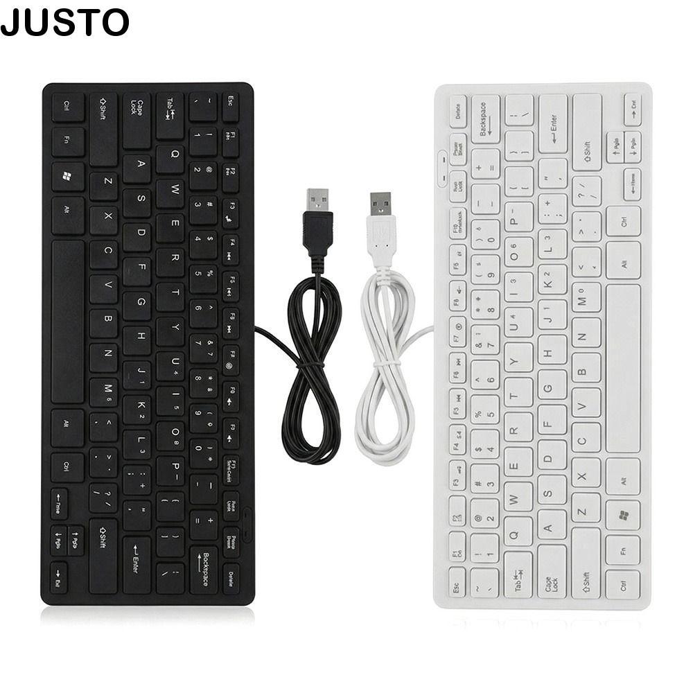 JUSTO Mini Keyboard, สีดํา/สีขาว Ultra-Thin Design USB คีย์บอร์ดแบบมีสาย, แบบพกพา Stable Transmission 78 คีย์ Ultra Thin คีย์บอร์ดคอมพิวเตอร์เดสก์ท็อปแล็ปท็อปพีซี