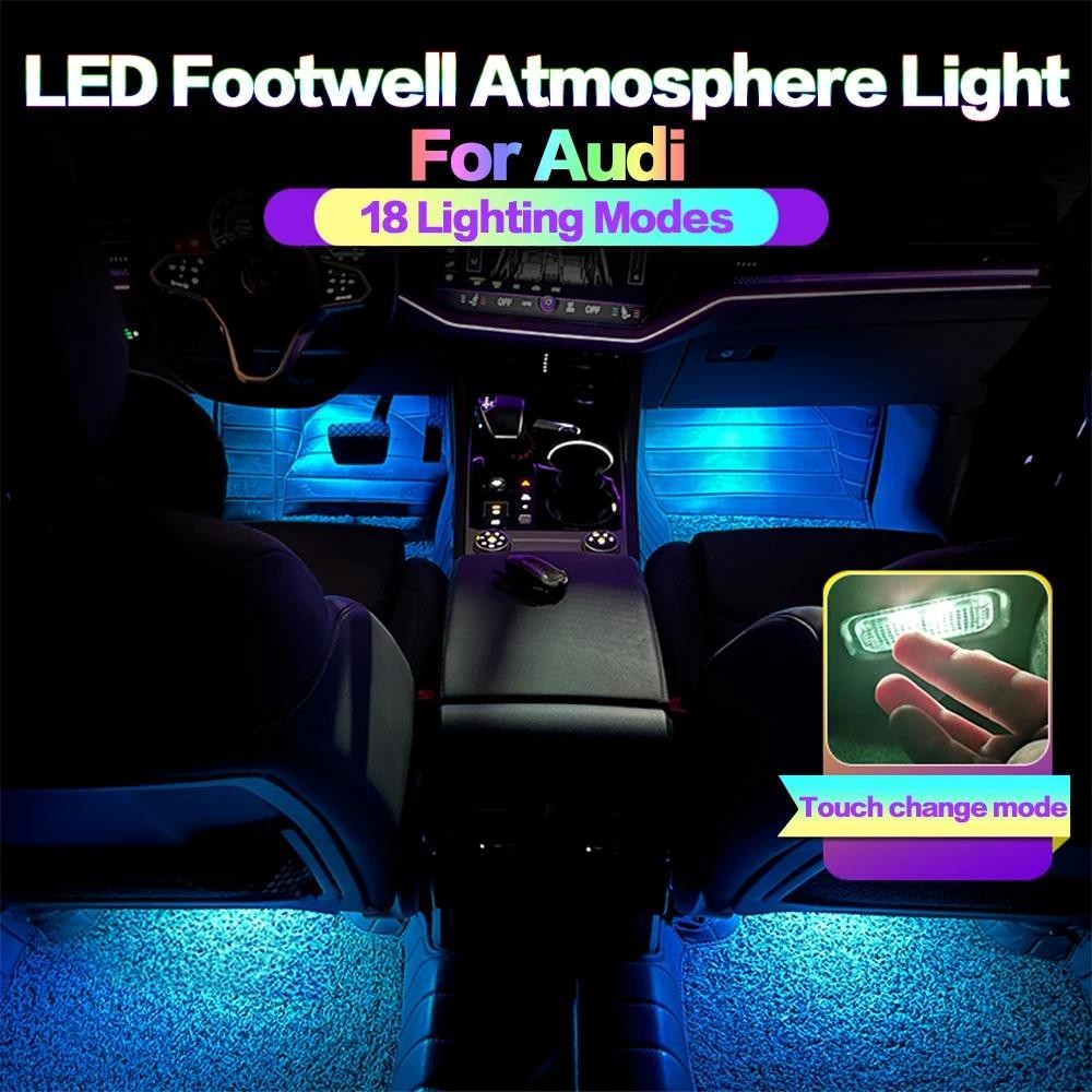 LED รถ Footwell Light บรรยากาศโคมไฟภายในหลอดไฟอุปกรณ์เสริมสําหรับ AUDI Q3 8U Q5 8R Q7 Q8 A1 A3 A4 B7