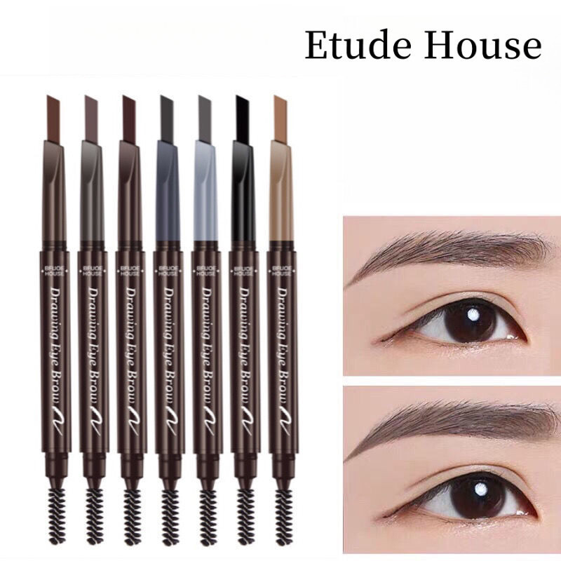 ⭐Etude House Eyebrow Pen กันน้ําและกันเหงื่อ Double-Head Rotation Lasts สําหรับยาวนานและไม่ง่ายที่จะ