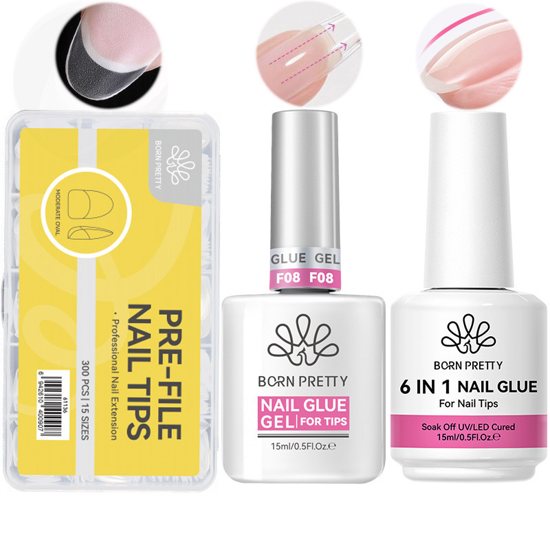 【Local】BORN PRETTY เล็บปลอมกาว 300 ชิ้น ทรงอัลมอนด์ ยาวกลาง-ยาว ครึ่งเล็บ Matte สําหรับฝึกศิลปะเล็บ