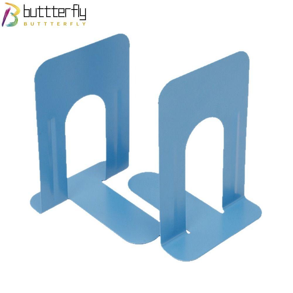 BUTTTERFLY 1/2PCS Bookends, Metal L-Shaped Book Stand, Simple Thick Non-slip Book Stoppers รองรับ Home