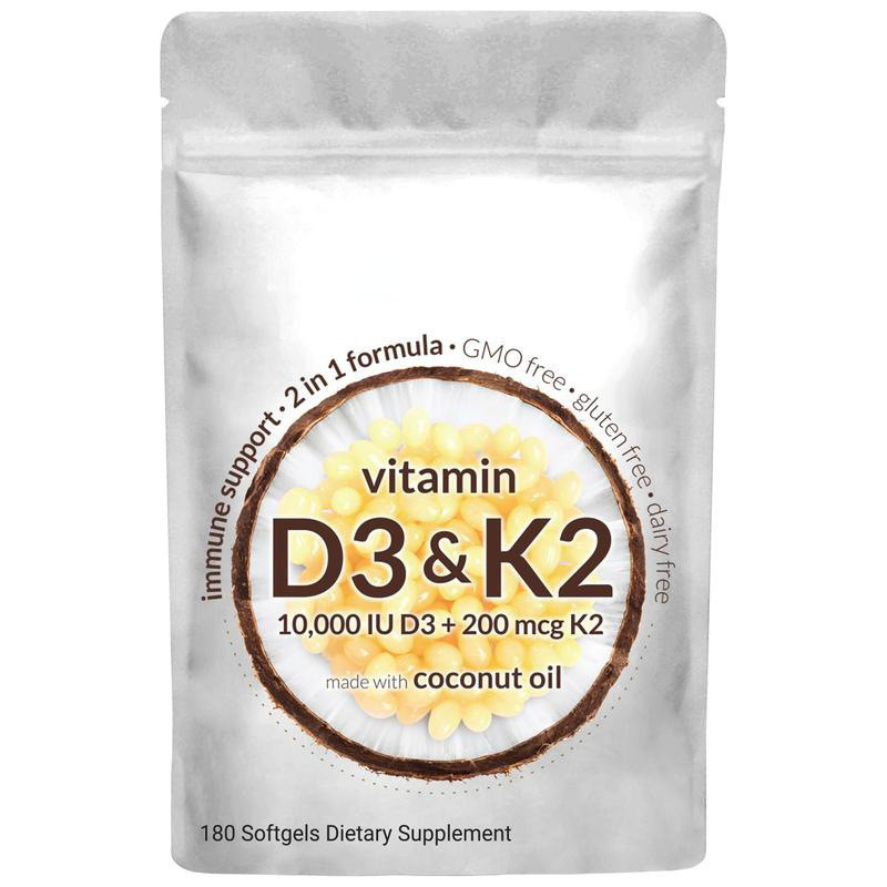 พร้อมสต็อก Fast Shipping TK วิตามินขายดี D3K2 Soft Capsules VitaminD3 & K2softgels Factory Straight 
