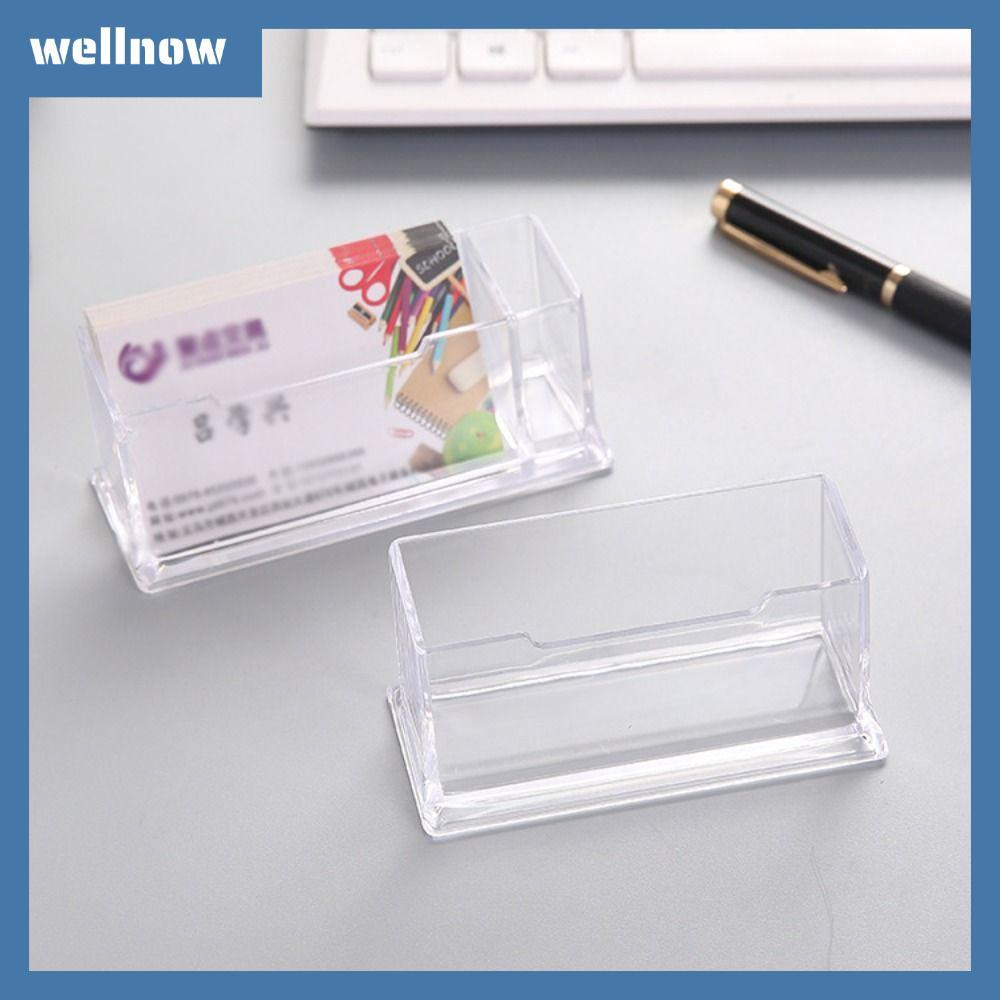 WELLNOW Business Card , Creative Location Card Organizer Desktop Shelf Box, Durable Acrylic Transpar