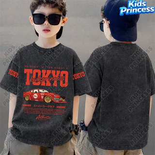 COD 2026 สินค้าใหม่ ทรงหลวม คอกลม เสื้อเด็ก kids Distressed T-shirt ผ้าฝ้าย เด็กชาย เสื้อผ้าเด็ก t-shirt S621