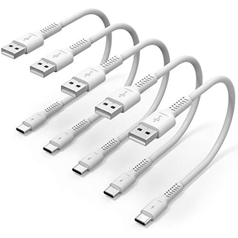 สายชาร์จเร็วสั้น 6 นิ้ว, 5 แพ็คทนทาน USB A ถึง USB Type C 3A สําหรับสถานีชาร์จเข้ากันได้กับ Samsung 