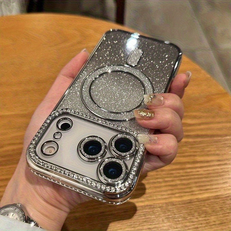 เคสโทรศัพท์-รวมฟิล์มเลนส์แฟลชเคสโทรศัพท์แม่เหล็กและเคสโทรศัพท์แฟลชชุบด้วยไฟฟ้าเหมาะสําหรับ iPhone 16 Pro Max, 17, 17 Pro Max, 13, 15 และ 14เคสโทรศัพท์กันกระแทกนี้ออกแบบมาสําหรับ iPhone 17 Pro Max Girls