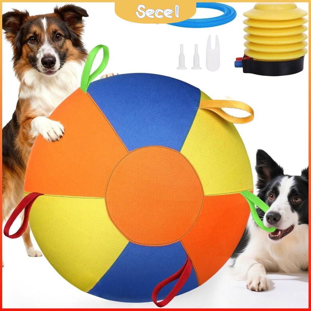 SECELTH Herding Ball สําหรับสุนัข, Inflatable Outdoor Play Dog Training Ball, with Straps Tear-Resis