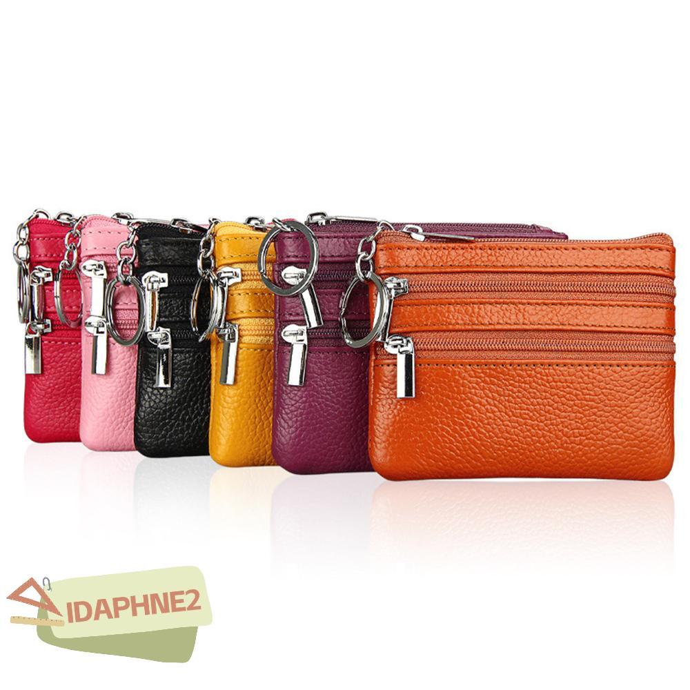 IDAPHNE2 กระเป๋าเงินผู้หญิง ทำจากหนังPU แบบกันน้ำ ใส่เหรียญและบัตรได้ ออกแบบมาพร้อมซิปทนทานและมีสายคล้องพวงกุญแจ