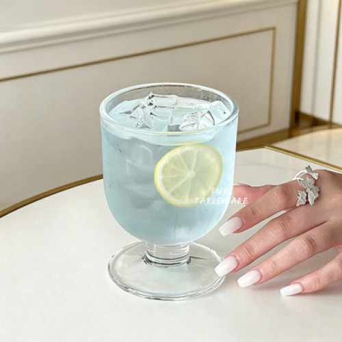 Niche ins Style Fat Short-Foot Glass Glass Retro Simple Cold Drink Glass แก้วค็อกเทล แก้วน้ํา แก้วกา