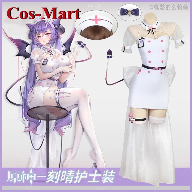 Mn Cos-Mart New Game Genshin Impact Keqing Cosplay Costume Lovely Nurse Uniform Activity Party Role 