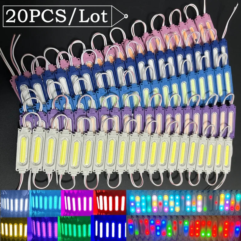 20PCS 12V Multicolor RGB Highlight Led โมดูลกันน้ํา IP65 พับ COB Light Strip Backlight Shop แบนเนอร์