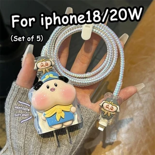 ฝาครอบป้องกันสายเคเบิลข้อมูล,สไตล์การ์ตูนน่ารัก,เข้ากันได้กับ หัวชาร์จแบบชาร์จเร็ว ตัวป้องกันงกัน