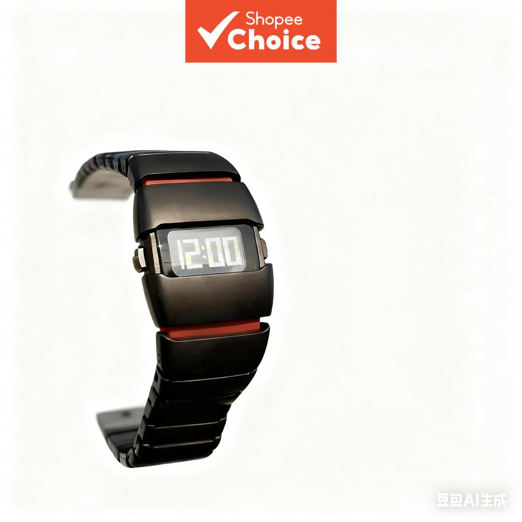 นาฬิกาดิจิตอล Cyberpunk Square Black Red ของขวัญฤดูใบไม้ผลิอินเทรนด์แห่งอนาคต