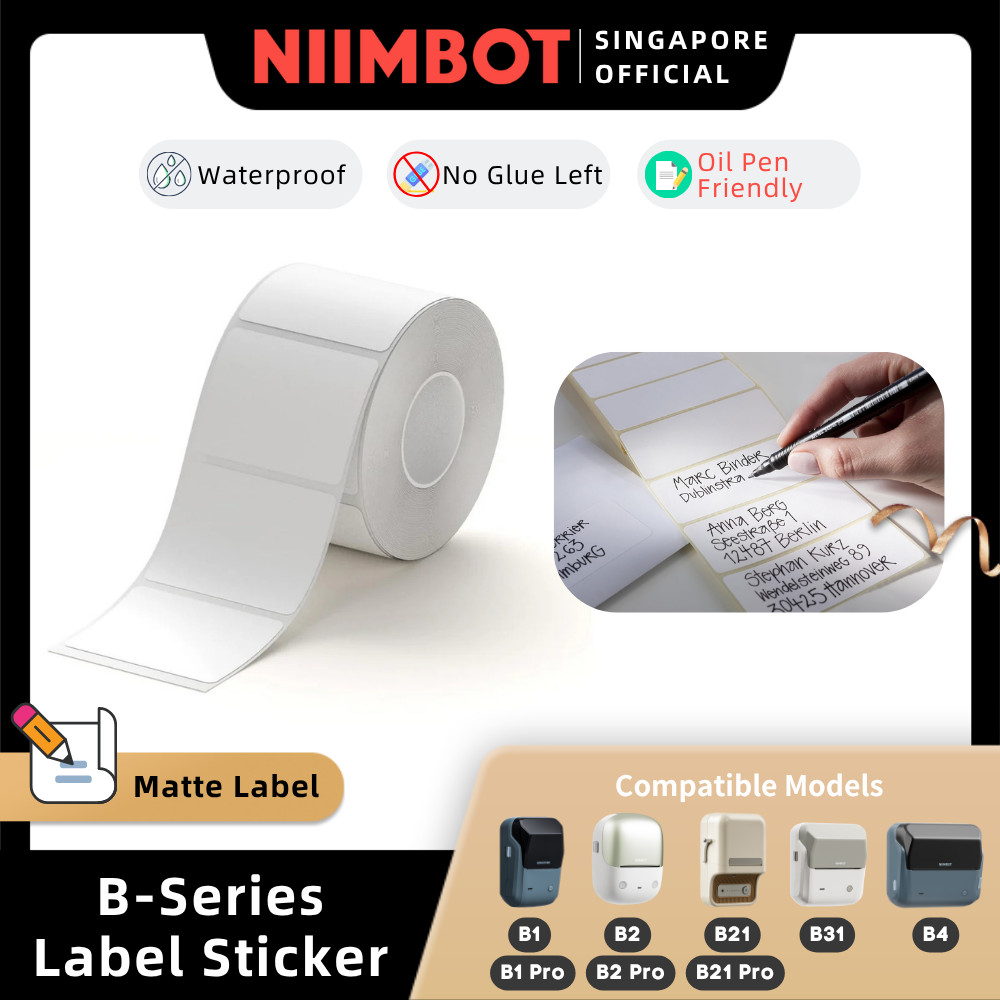 NIIMBOT Matte Writable สติกเกอร์ฉลากสําหรับ B1 B2 B21 B1 Pro B2 Pro B21 Pro B31 B4 ความร้อนเติมแท็กข