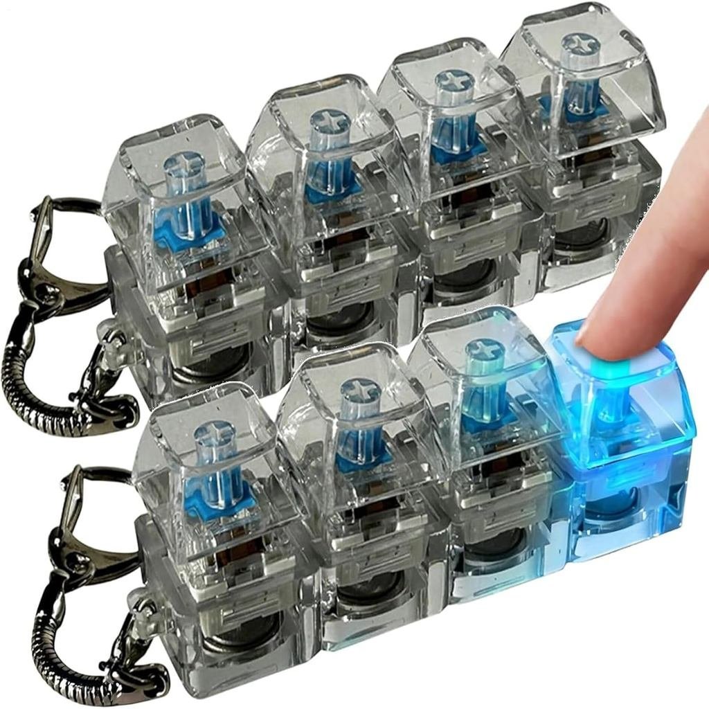 2PCS Keyboard Fidget Toy for Adults Boys Girls Clicker Keyboard Keychain with Light Sensory Fun Toys