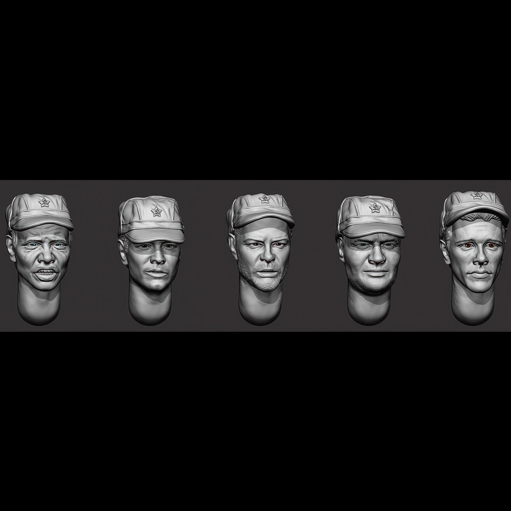 เรซิ่น แบบอย่าง รูป ทหาร, 1/35 ทหารโซเวียต 5 หัว, ชุด 1 อัฟกานิสถาน, ก.ค, ธีมทหาร, ชุดประกอบและไม่มีสี