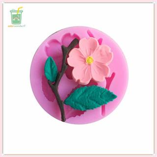 [สี] สวยงาม DIY 3D เค้กตกแต่ง Peach Blossom สาขา Fondant เค้กน้ําตาลซิลิโคนแม่พิมพ์เครื่องมือศิลปะ TH