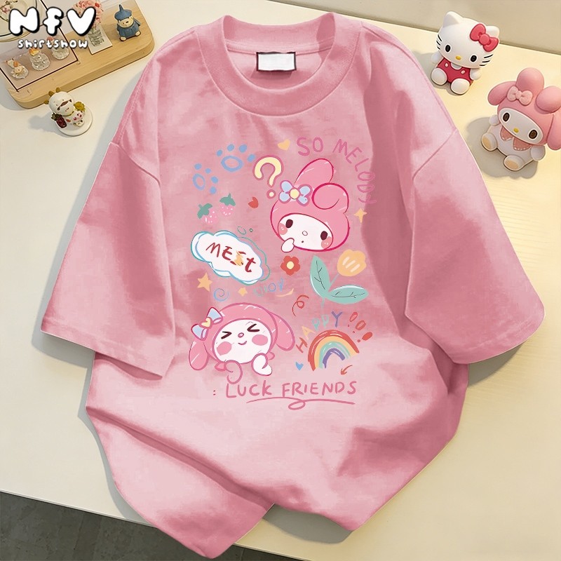 【จัดส่งตลอด 24 ชั่วโมง】NFV ใหม่ล่าสุด แฟชั่นเกาหลี เสื้อยืดเปล่า ลายพิมพ์การ์ตูน ผ้าหนายับยากรีดง่าย ผ้าฝ้าย 100% YG189