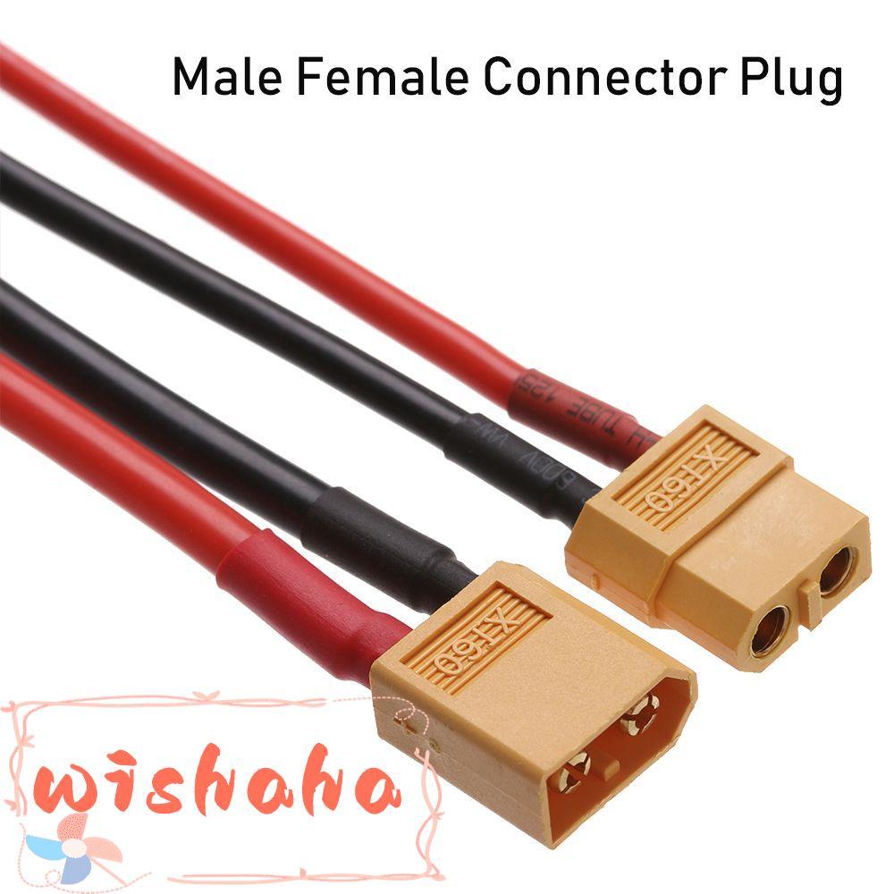 WISHAHA XT60 ปลั๊กเชื่อมต่อร้อน 12 AWG/14 AWG สายไฟอะไหล่หญิง/ชาย