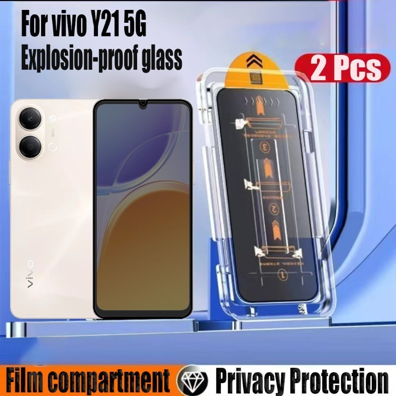 Vivo Y21 1- 2 ชิ้น Simple Paste Anti-spy กระจกนิรภัยความเป็นส่วนตัวป้องกันหน้าจอสําหรับ Vivo Y31d Y29 Y21d Y28 Y39 Y04 Y19s Y03t Y18 Y03 4G ป้องกัน Flim