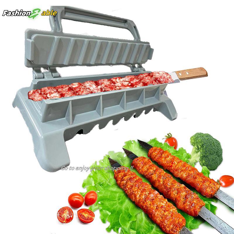แฟชั่น.shop03 Kebab Maker Easy Single Row Grille บาร์บีคิว Skewers เตรียม Kebab Maker กดเครื่องนํากล
