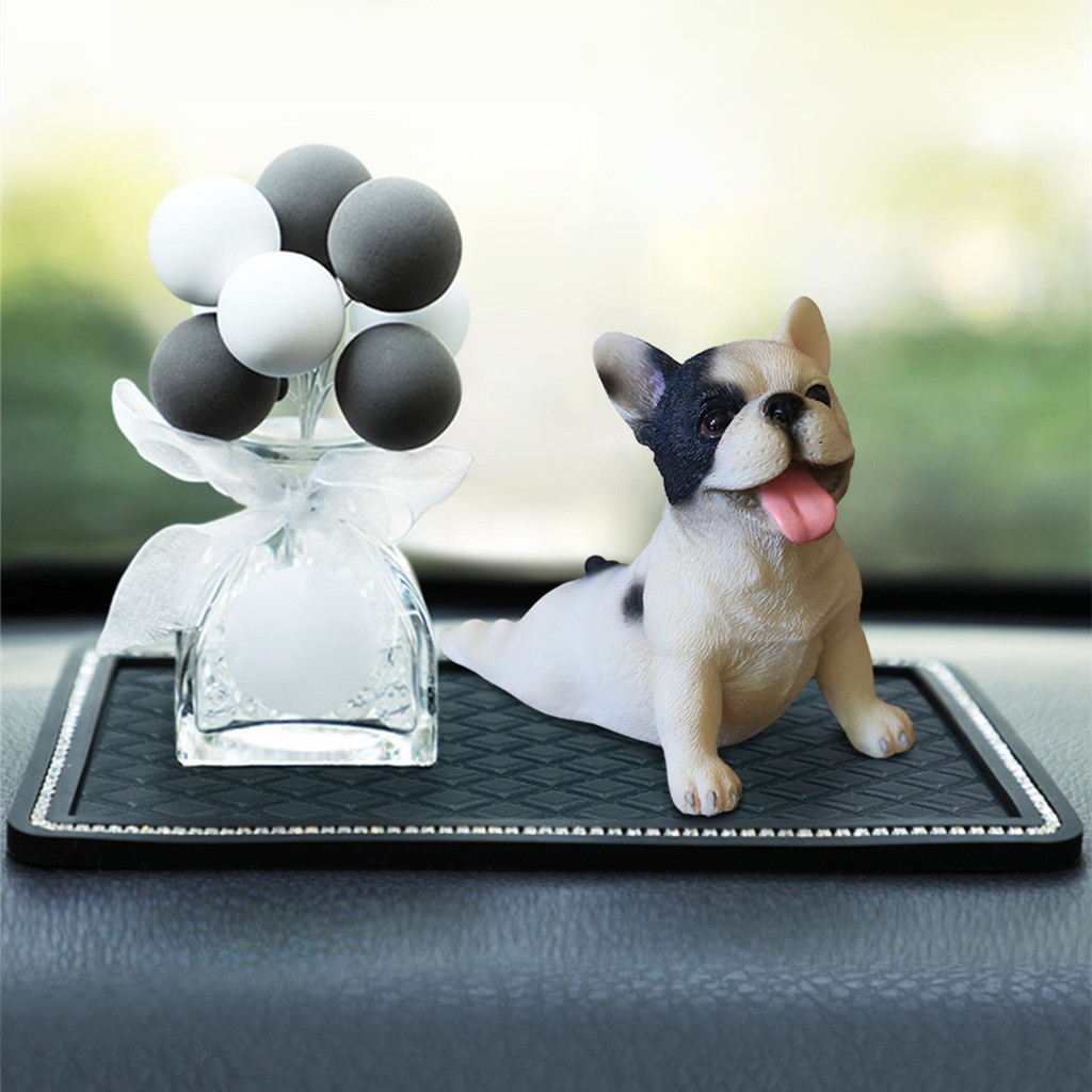 ใหม่ French Bulldog ลิ้นออกขนาดเล็ก French Bulldog ตกแต่งรถจําลองสัตว์สุนัขรุ่น French Bulldog