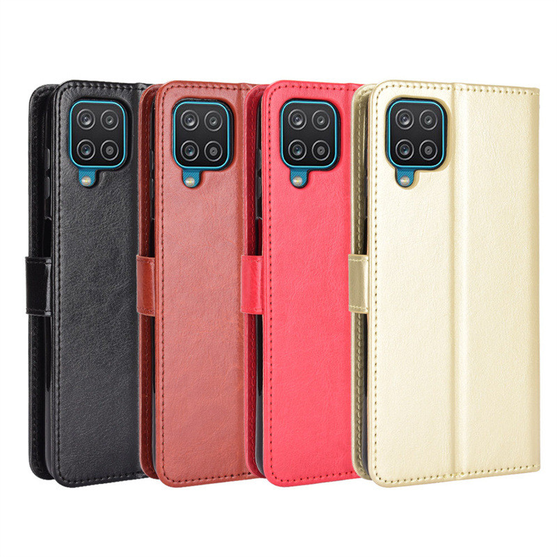 เหมาะสําหรับ Samsung Galaxy M32 เคสโทรศัพท์ Flip Card เคสป้องกัน Crazy Horse รูปแบบ Lanyard M32 ซองห