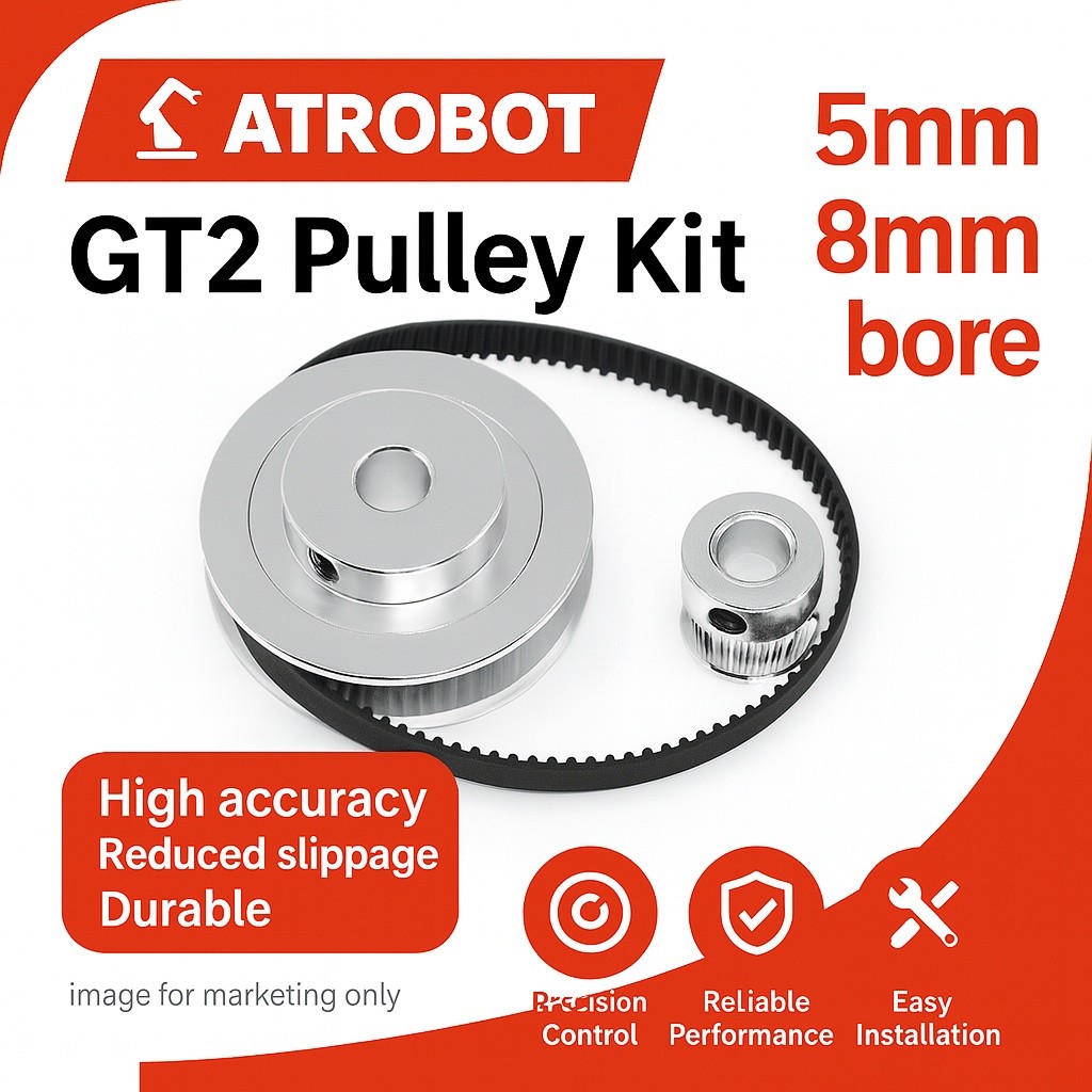 GT2 Timing Pulley Belt Set 1:3 Reduction 20T 60T Pitch 2mm 6mm Width with Screws for 3D Printer CNC Robotics 5-8mm Shaft