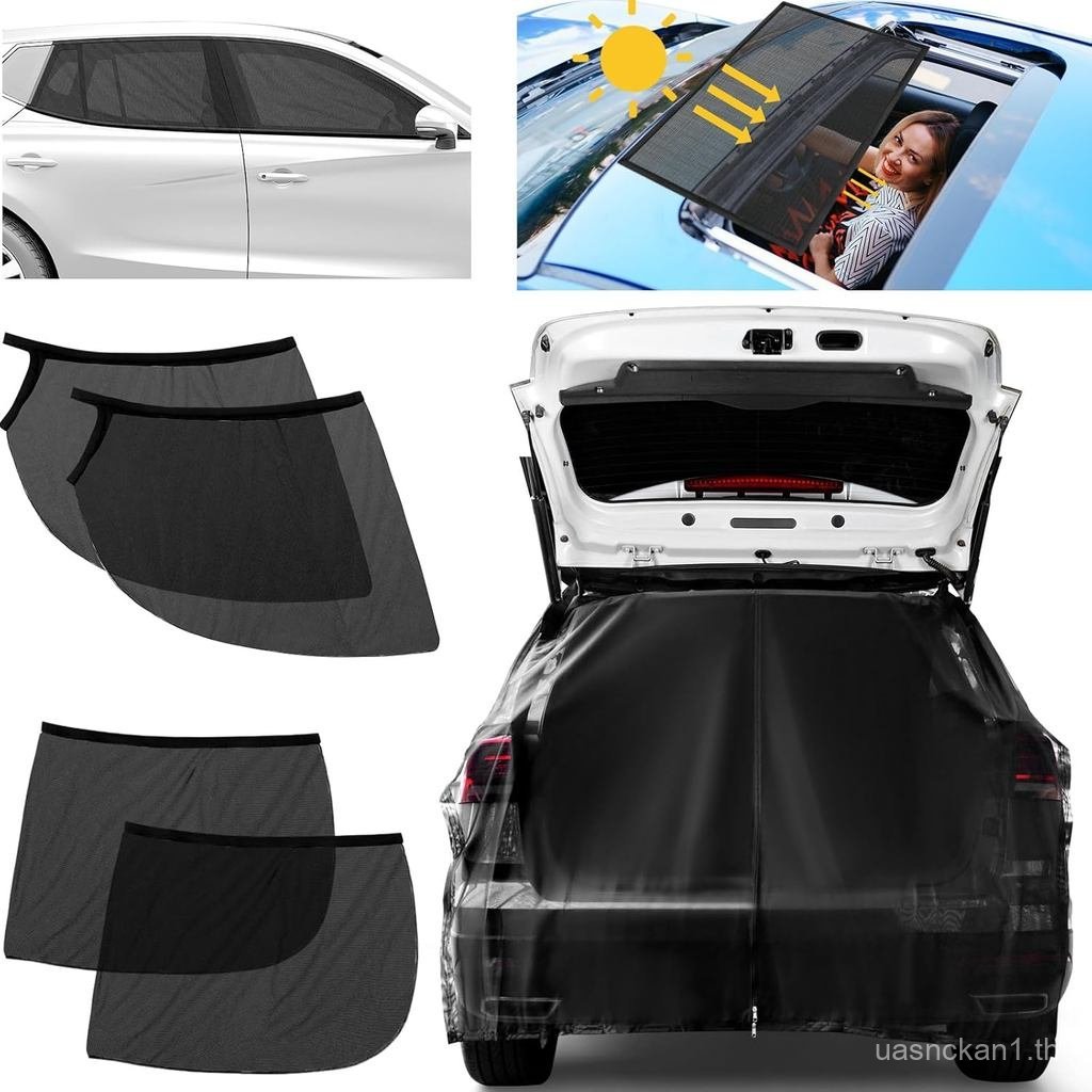 Yahenda 6 ชิ้น SUV Tailgate ตาข่ายหน้าจอชุดรวม SUV ยุงสุทธิ 4 ชิ้นด้านหน้าด้านหลังหน้าต่าง Shades Su