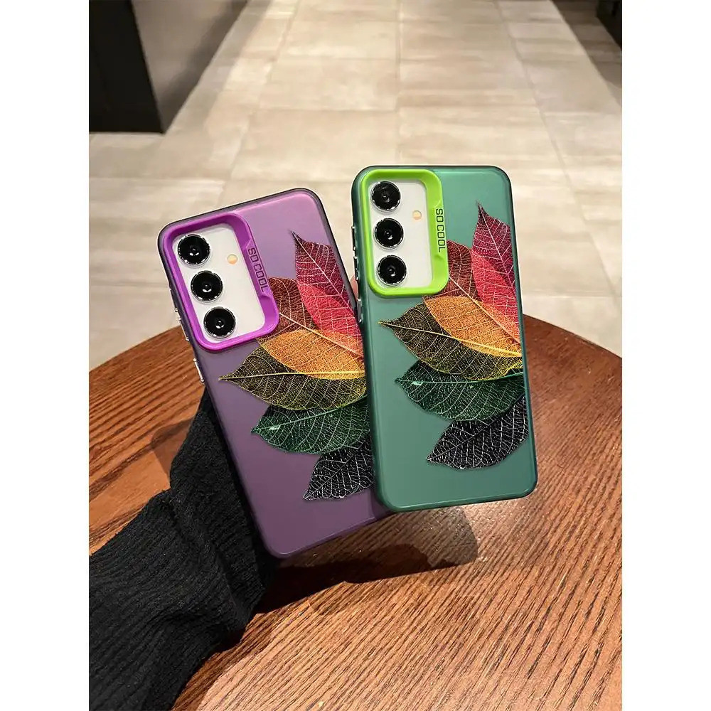Leaf Texture Artพรีเมี่ยมอินเทรนด์Shock-ทนเคสโทรศัพท์เหมาะสําหรับSamsung S25PLUS/A05S/M05/A04S/F05/A