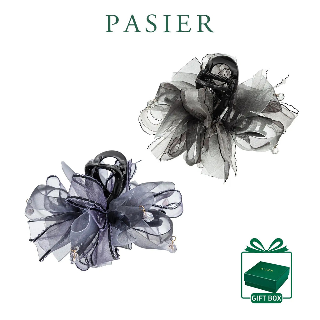 กิ๊บติดผม PASIER Shadow Organza ดีไซน์คริสตัลไม่สมมาตร อุปกรณ์เสริมซาลาเปาระดับไฮเอนด์ กิ๊บติดผมหรูหราหลายขนาด FB3312