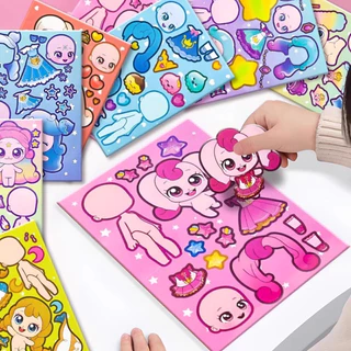 จับ 8ชิ้น! สติกเกอร์เปลี่ยน Teenieping ของเล่นเด็กสนุก Diy ปริศนาทําด้วยมือสติกเกอร์เจ้าหญิง
