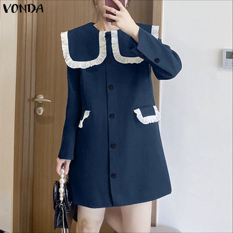 Vonda ชุดเดรสผู้หญิง มีรัฟเฟิล ออกแบบเป็นทรง A-line และคอกี้เปิดลง — صورة 5
