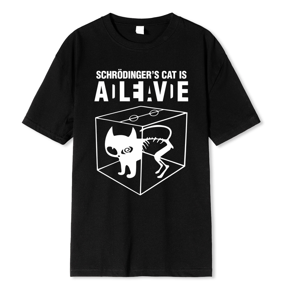 COD-Hot sales Men's T-shirt Top Quality cotton Schrodinger's Cat Print Short Sleeve men T shirt Cal 