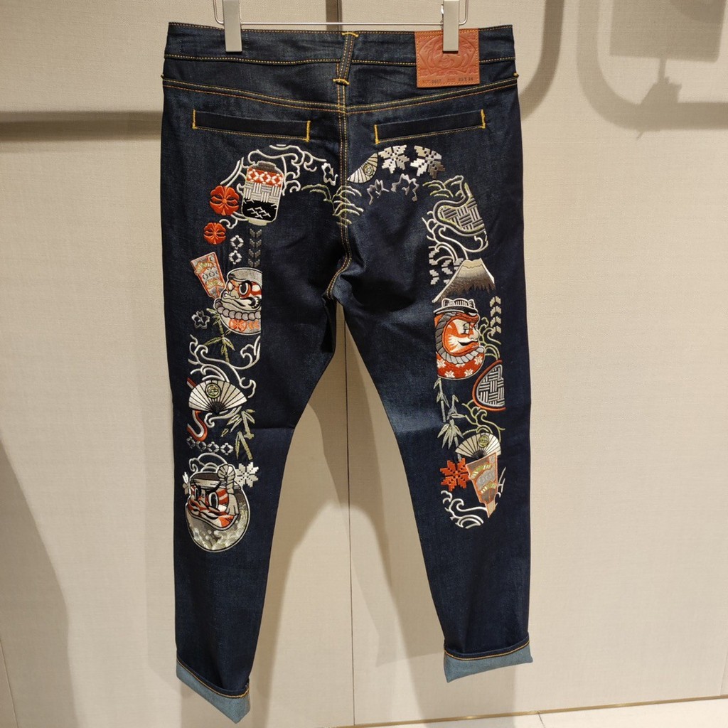 EVISU 2025Spring and Autumn New Trendy Brand Fushen Da M Embroidered Casual Straight Narrow Leg Hemm