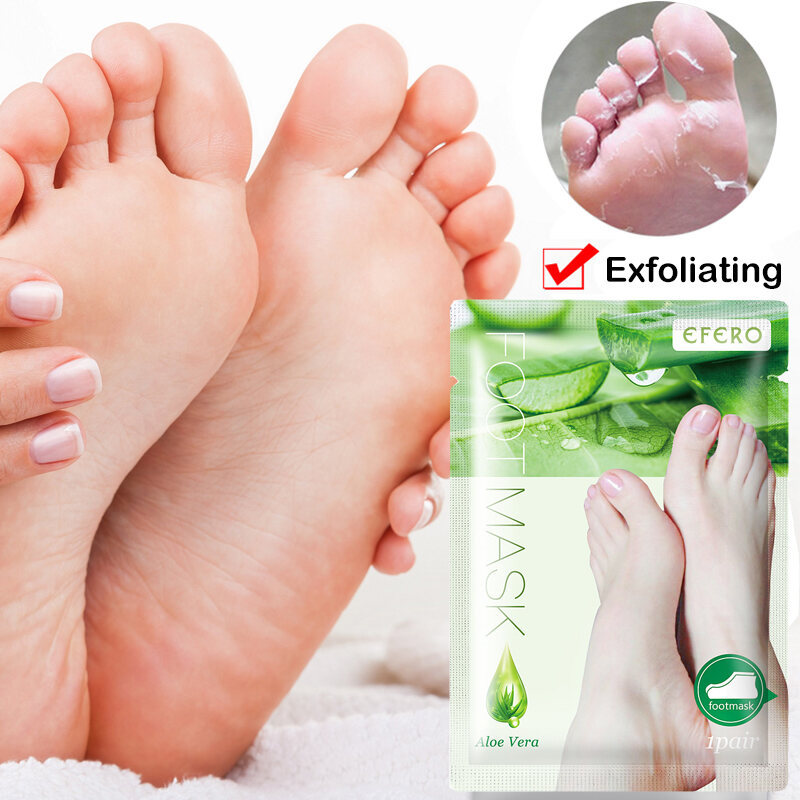 1 คู่ Aloe Dead Skin Remover Feet Mask Exfoliating Heels Foot Mask Pedicure Peeling Feet Mask