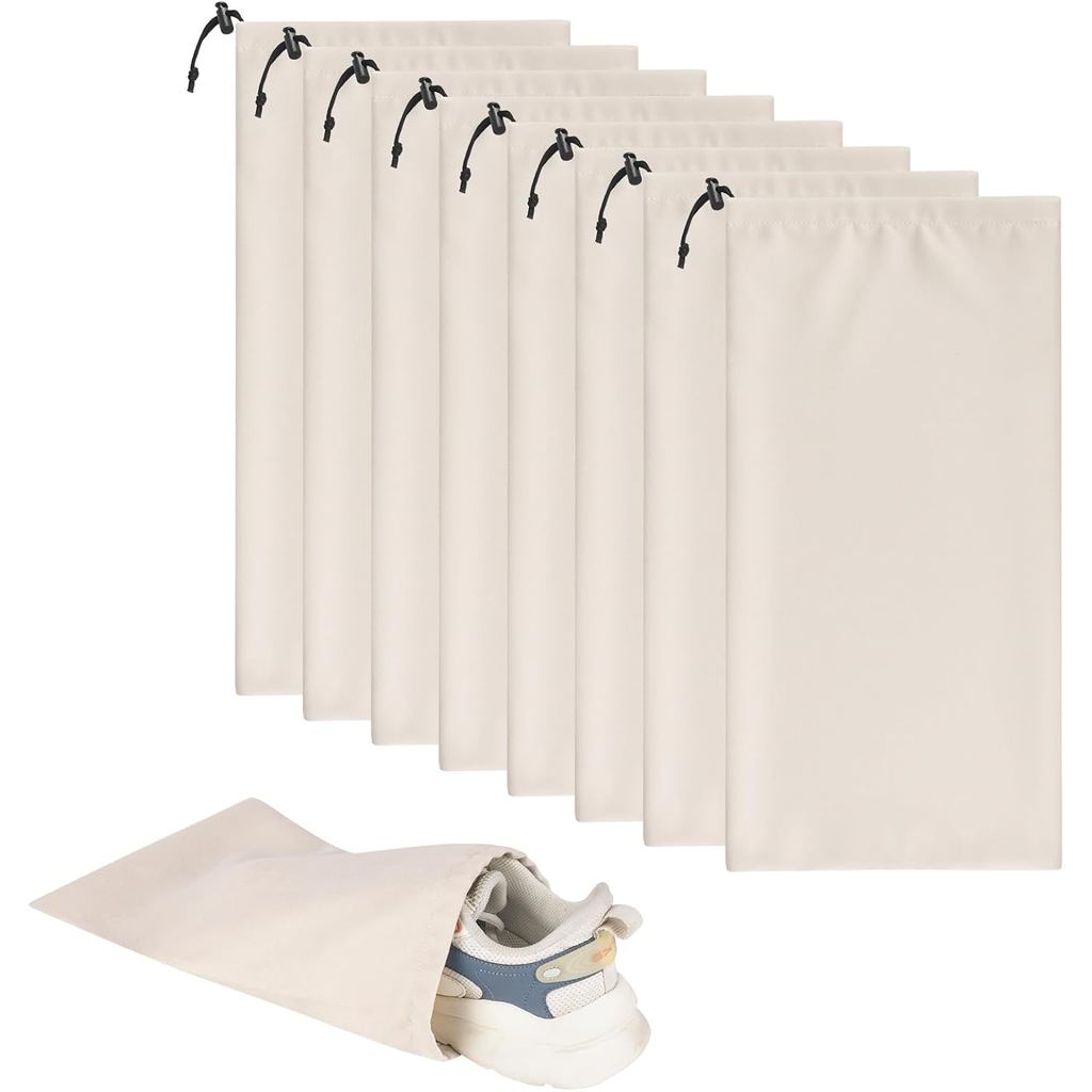 LAKE OF FIRE กระเป๋าใส่รองเท้า 8 ชิ้น สำหรับเดินทาง ขนาด 18"x9" สีเบจ