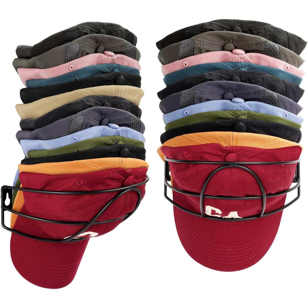 Livelab Hat Rack Wall Mount, [2-Pack] Metal Hat Organizer for Baseball Caps, Hat Storage Cap Hanger 