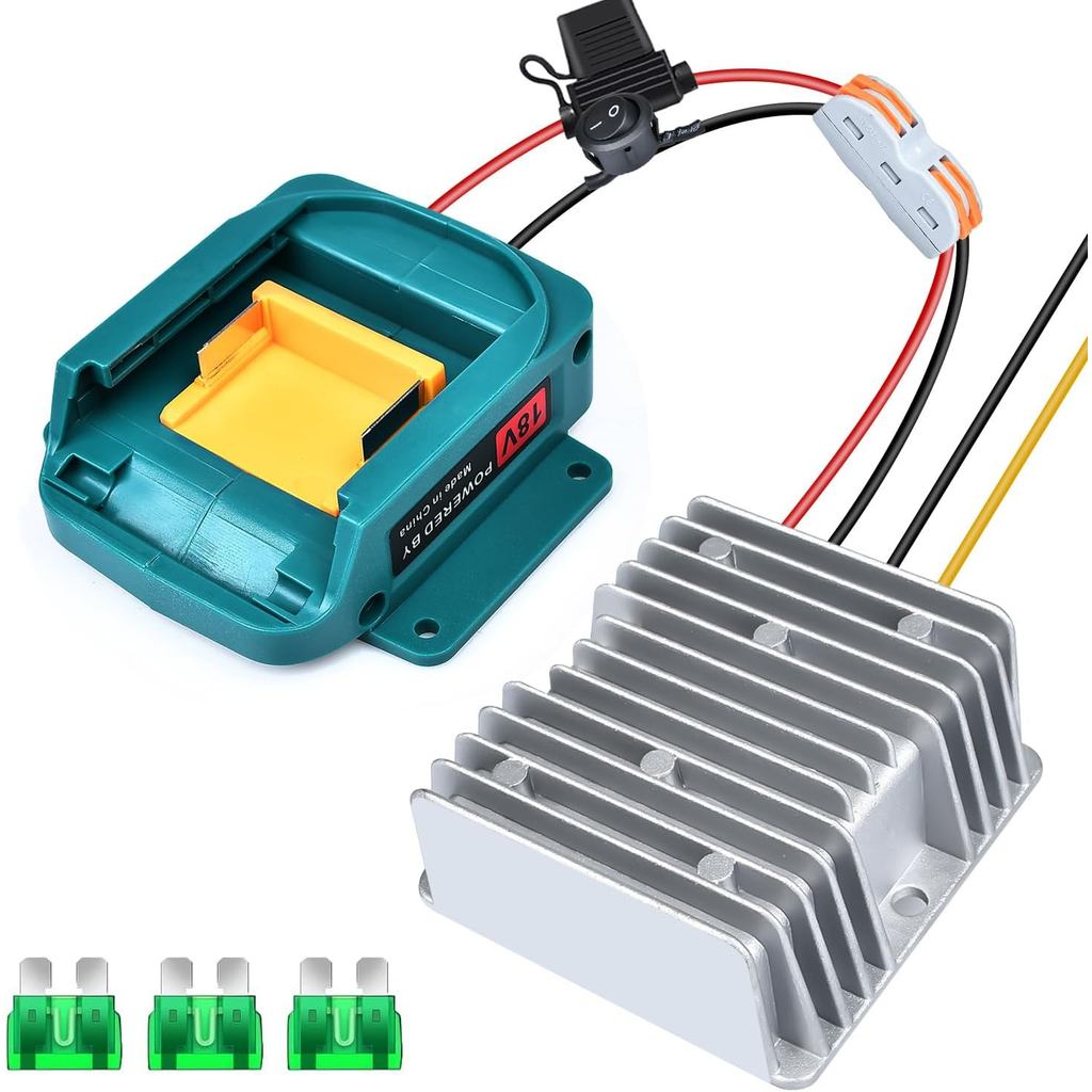 18V ถึง 12V Step-Down Converter สําหรับ Makita 18V LXT สําหรับแบตเตอรี่อะแดปเตอร์ล้อ, DC 12V 15A 180
