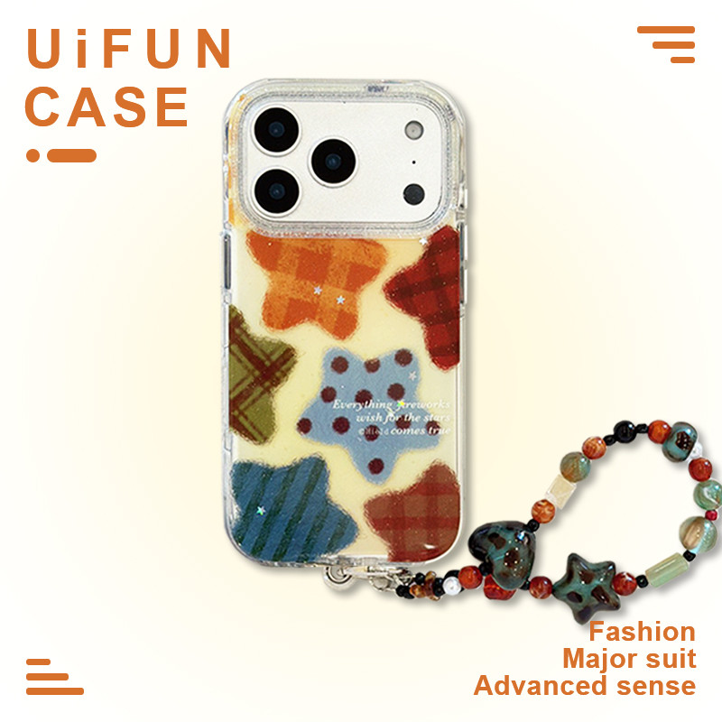 เกาหลีลายจุดลายสก๊อตลายดาวเคสโทรศัพท์เข้ากันได้สําหรับ ไอโฟน 17 16 15 14 มือโปร สูงสุด 13 16โปรแม็กซ์ กับโซ่หลุมใหญ่กันกระแทก IMD ปกหลังปลอกแข็ง