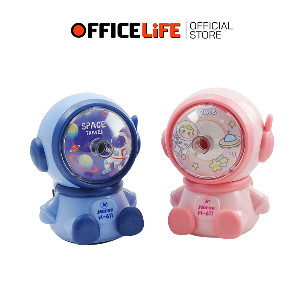 Horse (ตราม้า) เครื่องเหลาดินสอ ลายการ์ตูน มนุษย์อวกาศ สีหวาน H-611 คละสี (จำนวน 1 เครื่อง)